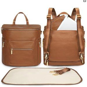 NWOT Large Leather Diaper Bag/Backpack